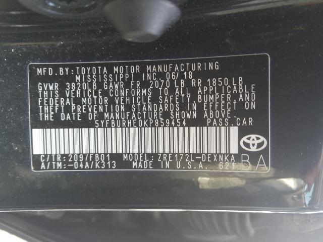 Photo 9 VIN: 5YFBURHE0KP859454 - TOYOTA COROLLA L 