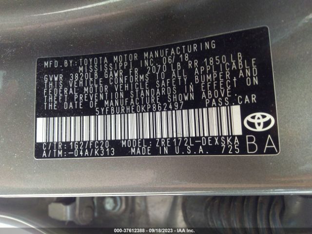 Photo 8 VIN: 5YFBURHE0KP862497 - TOYOTA COROLLA 