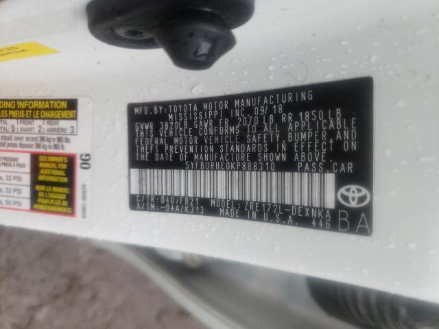 Photo 9 VIN: 5YFBURHE0KP888310 - TOYOTA COROLLA L 