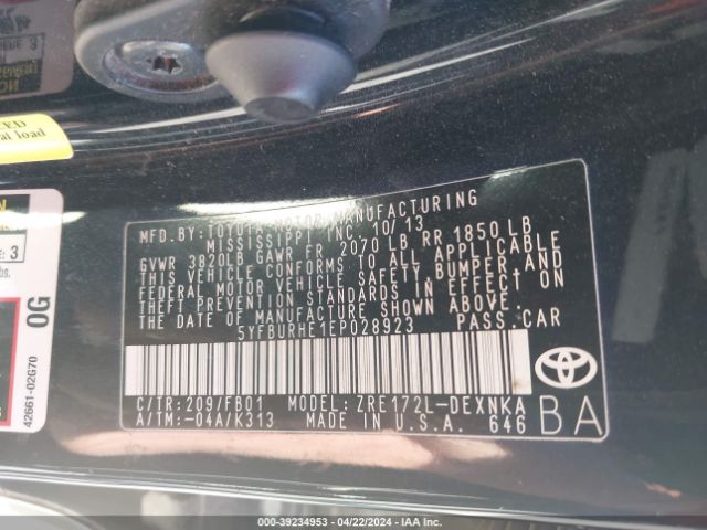 Photo 8 VIN: 5YFBURHE1EP028923 - TOYOTA COROLLA 