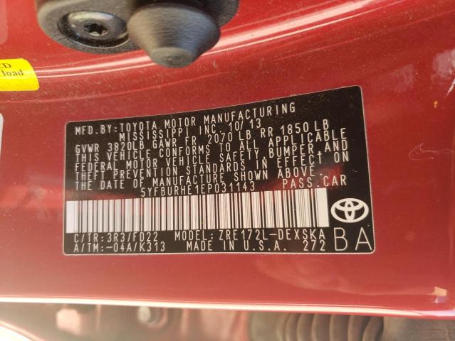 Photo 9 VIN: 5YFBURHE1EP031143 - TOYOTA COROLLA L 