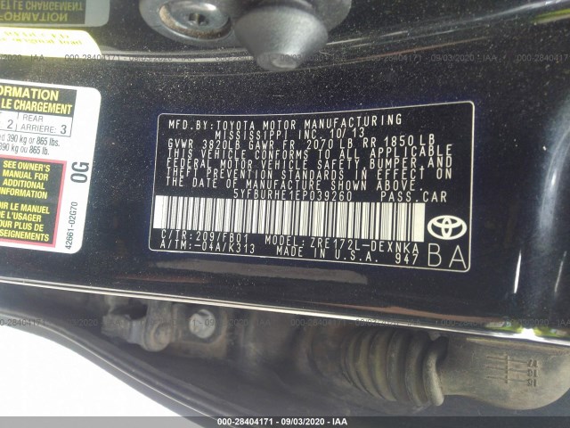 Photo 8 VIN: 5YFBURHE1EP039260 - TOYOTA COROLLA 