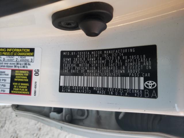 Photo 9 VIN: 5YFBURHE1EP097675 - TOYOTA COROLLA L 