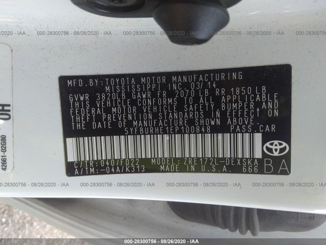 Photo 8 VIN: 5YFBURHE1EP100848 - TOYOTA COROLLA 