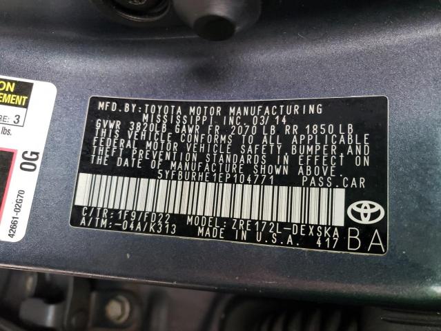 Photo 9 VIN: 5YFBURHE1EP104771 - TOYOTA COROLLA L 