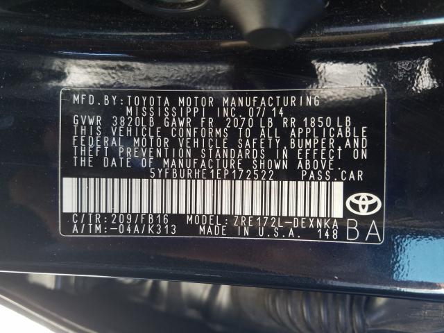 Photo 9 VIN: 5YFBURHE1EP172522 - TOYOTA COROLLA L 