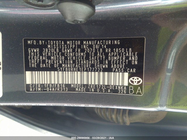 Photo 8 VIN: 5YFBURHE1EP177722 - TOYOTA COROLLA 