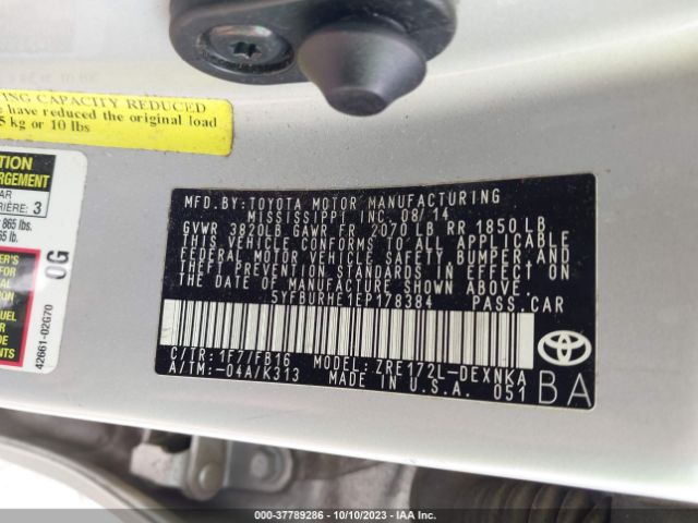 Photo 8 VIN: 5YFBURHE1EP178384 - TOYOTA COROLLA 