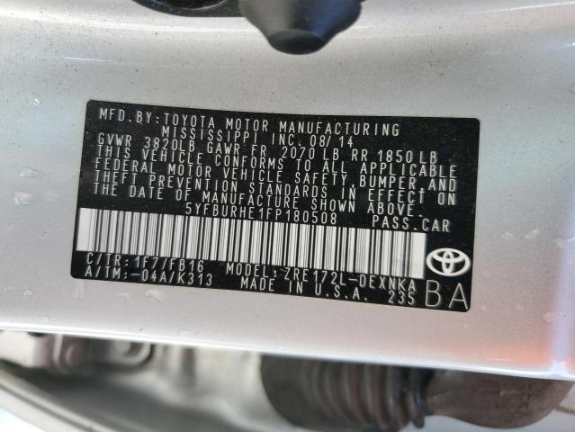 Photo 11 VIN: 5YFBURHE1FP180508 - TOYOTA COROLLA L 