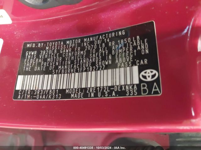 Photo 8 VIN: 5YFBURHE1FP182727 - TOYOTA COROLLA 