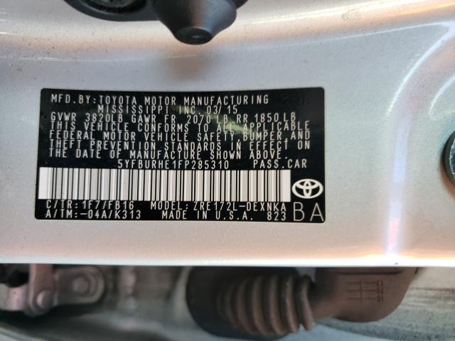 Photo 9 VIN: 5YFBURHE1FP285310 - TOYOTA COROLLA L 