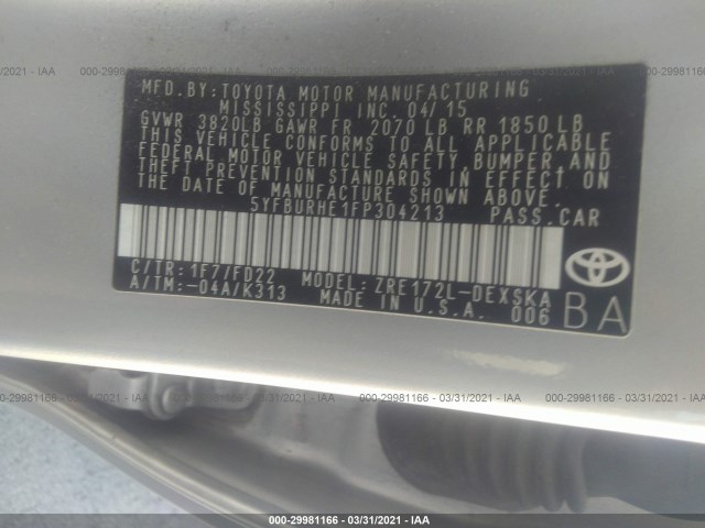 Photo 8 VIN: 5YFBURHE1FP304213 - TOYOTA COROLLA 