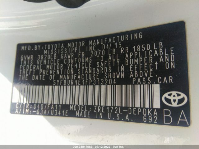 Photo 8 VIN: 5YFBURHE1FP313204 - TOYOTA COROLLA 