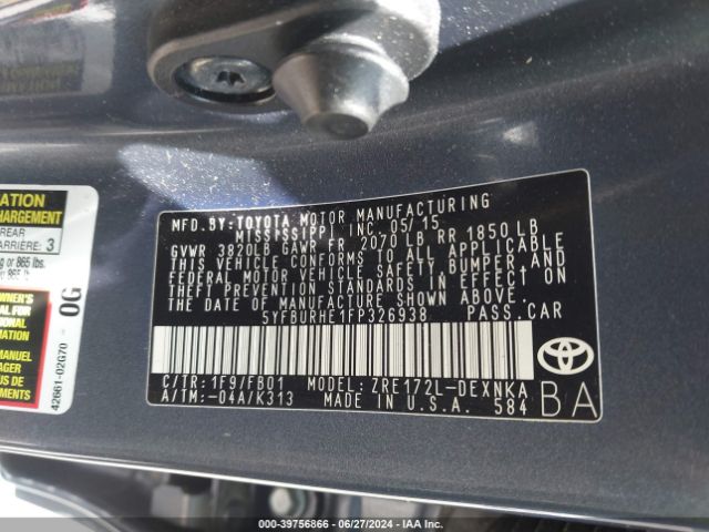 Photo 8 VIN: 5YFBURHE1FP326938 - TOYOTA COROLLA 