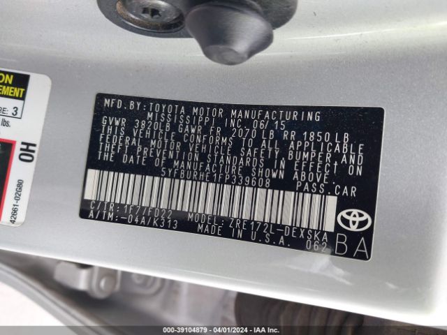 Photo 8 VIN: 5YFBURHE1FP339608 - TOYOTA COROLLA 