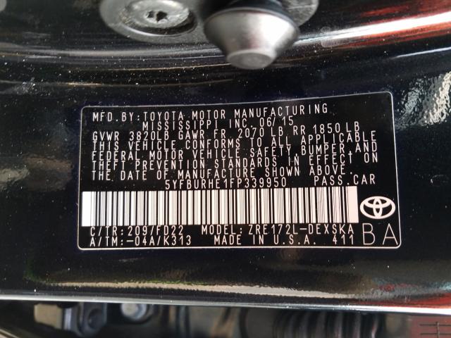 Photo 9 VIN: 5YFBURHE1FP339950 - TOYOTA COROLLA L 