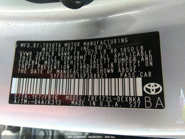 Photo 8 VIN: 5YFBURHE1GP368821 - TOYOTA COROLLA 