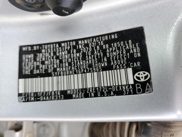 Photo 11 VIN: 5YFBURHE1GP475965 - TOYOTA COROLLA 