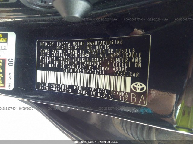 Photo 8 VIN: 5YFBURHE1GP534741 - TOYOTA COROLLA 