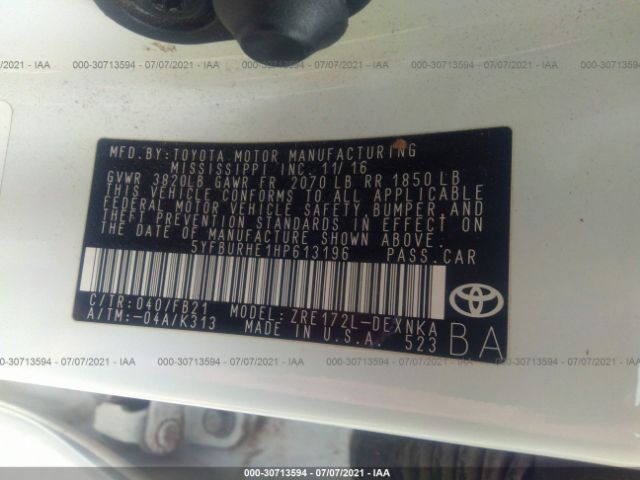 Photo 8 VIN: 5YFBURHE1HP613196 - TOYOTA COROLLA 