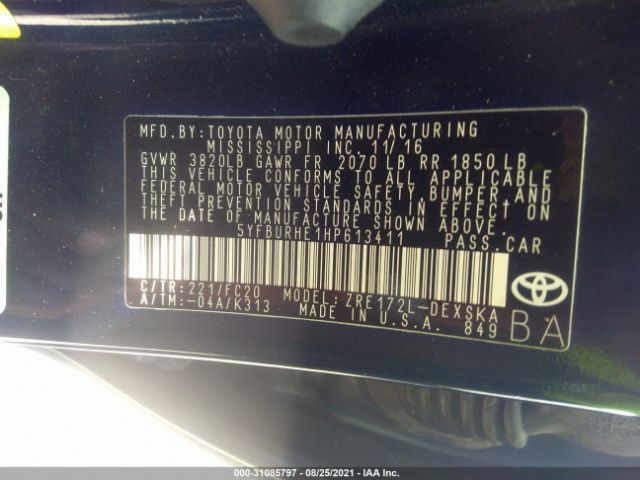 Photo 8 VIN: 5YFBURHE1HP613411 - TOYOTA COROLLA 