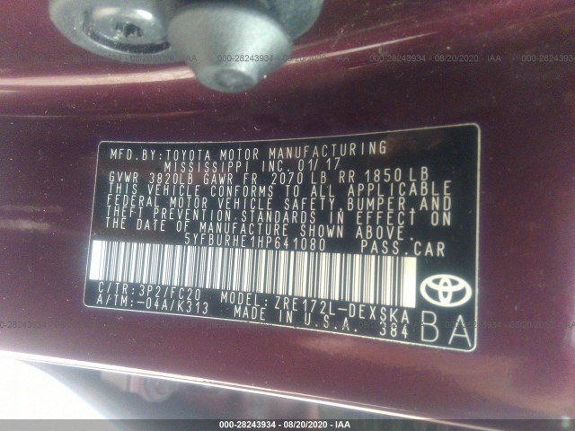 Photo 8 VIN: 5YFBURHE1HP641080 - TOYOTA COROLLA 