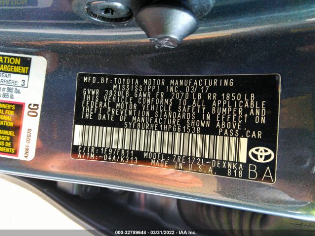 Photo 8 VIN: 5YFBURHE1HP661538 - TOYOTA COROLLA 