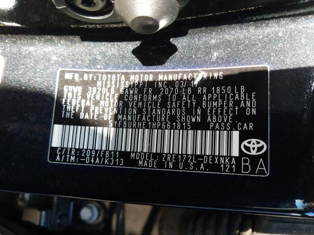 Photo 9 VIN: 5YFBURHE1HP661815 - TOYOTA COROLLA L 