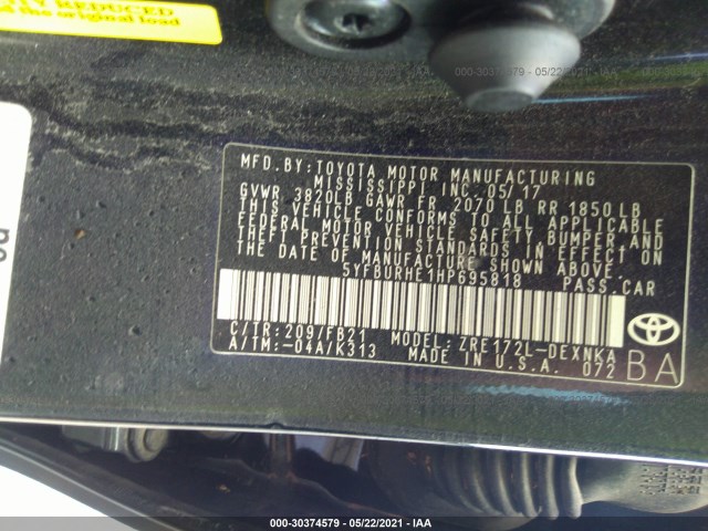 Photo 8 VIN: 5YFBURHE1HP695818 - TOYOTA COROLLA 