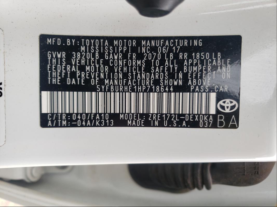 Photo 9 VIN: 5YFBURHE1HP718644 - TOYOTA COROLLA L 