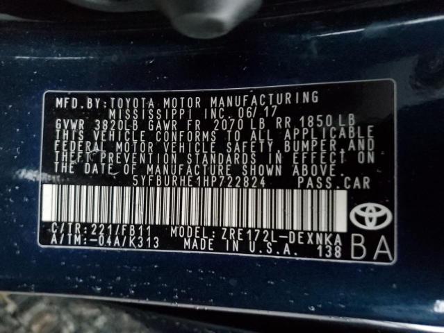 Photo 12 VIN: 5YFBURHE1HP722824 - TOYOTA COROLLA 