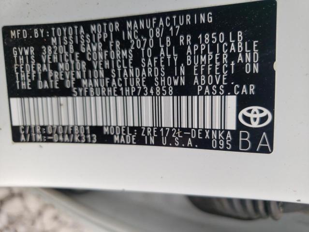 Photo 9 VIN: 5YFBURHE1HP734858 - TOYOTA COROLLA L 