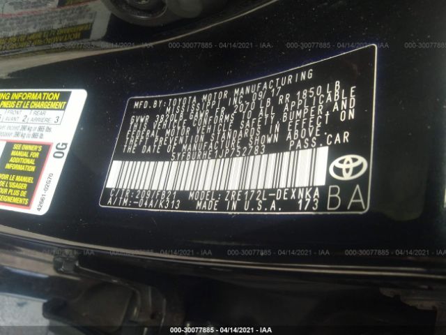 Photo 8 VIN: 5YFBURHE1JP752783 - TOYOTA COROLLA 