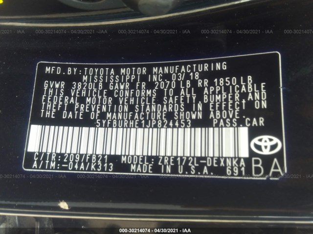 Photo 8 VIN: 5YFBURHE1JP824453 - TOYOTA COROLLA 