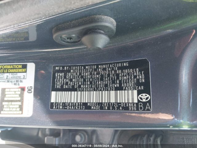 Photo 8 VIN: 5YFBURHE1JP837820 - TOYOTA COROLLA 