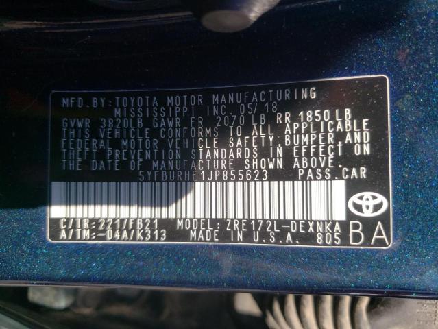 Photo 9 VIN: 5YFBURHE1JP855623 - TOYOTA COROLLA L 