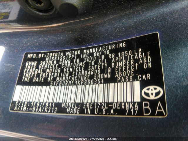 Photo 8 VIN: 5YFBURHE1KP860354 - TOYOTA COROLLA 