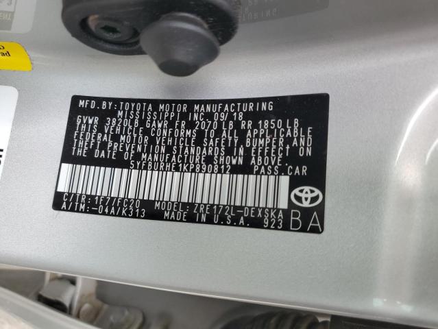 Photo 9 VIN: 5YFBURHE1KP890812 - TOYOTA COROLLA L 