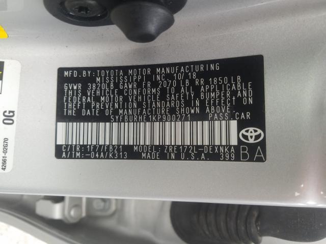 Photo 9 VIN: 5YFBURHE1KP900271 - TOYOTA COROLLA L 