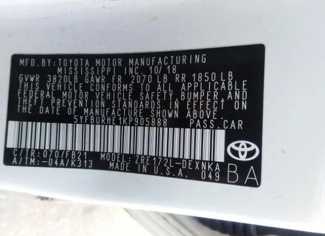 Photo 8 VIN: 5YFBURHE1KP905888 - TOYOTA COROLLA 