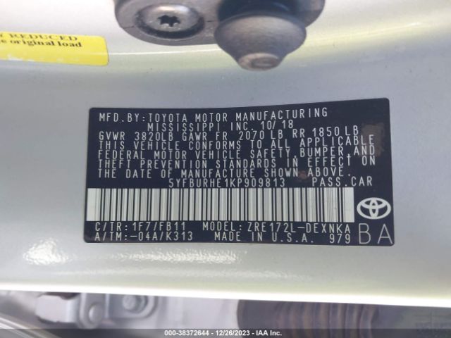 Photo 8 VIN: 5YFBURHE1KP909813 - TOYOTA COROLLA 