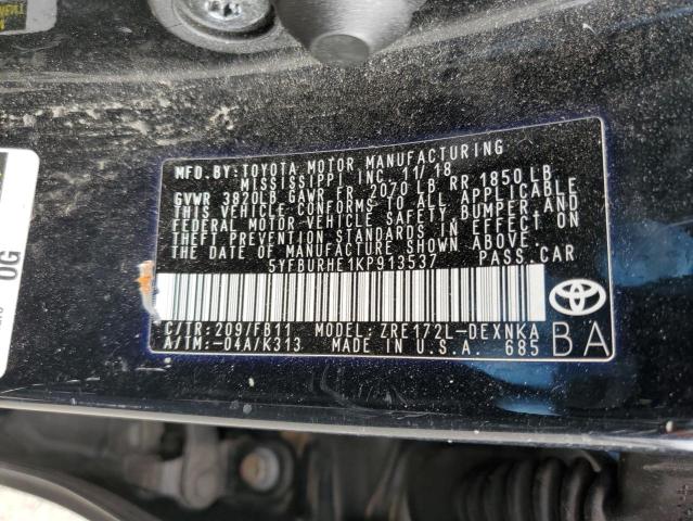 Photo 9 VIN: 5YFBURHE1KP913537 - TOYOTA COROLLA L 