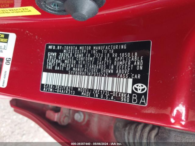 Photo 8 VIN: 5YFBURHE1KP915742 - TOYOTA COROLLA 