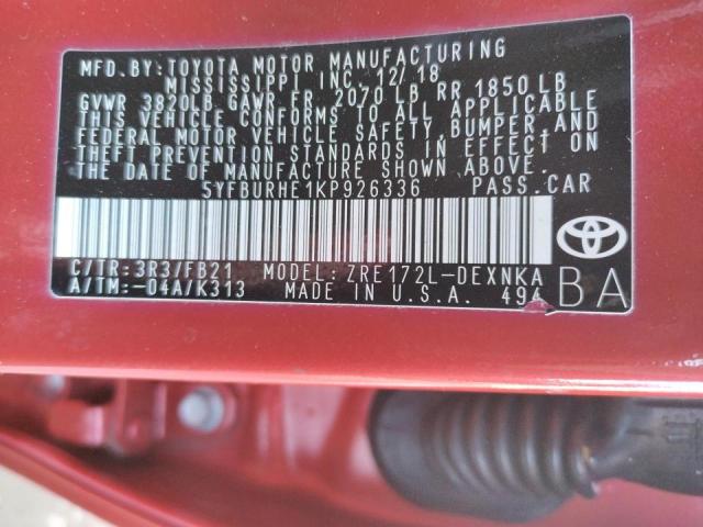 Photo 9 VIN: 5YFBURHE1KP926336 - TOYOTA COROLLA L 