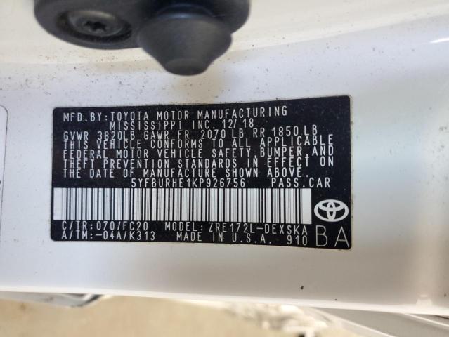 Photo 11 VIN: 5YFBURHE1KP926756 - TOYOTA COROLLA L 