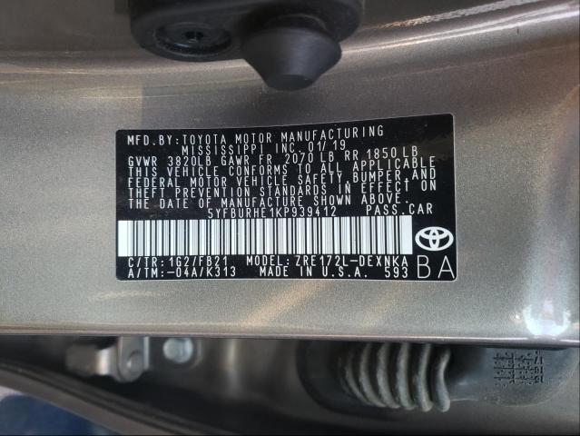 Photo 9 VIN: 5YFBURHE1KP939412 - TOYOTA COROLLA L 