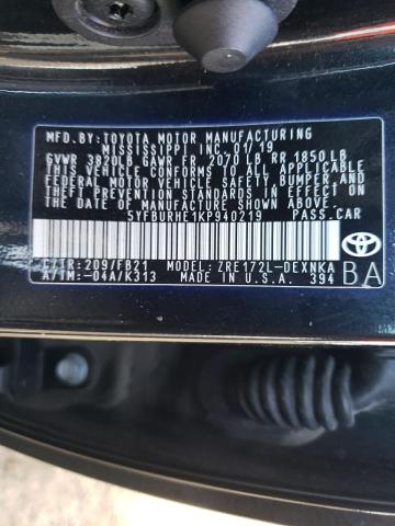 Photo 9 VIN: 5YFBURHE1KP940219 - TOYOTA COROLLA L 