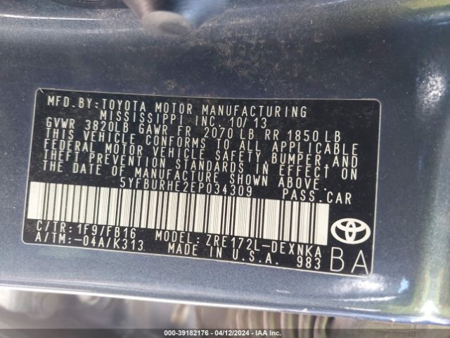 Photo 8 VIN: 5YFBURHE2EP034309 - TOYOTA COROLLA 