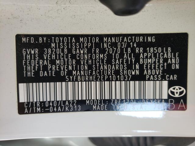 Photo 9 VIN: 5YFBURHE2EP101037 - TOYOTA COROLLA L 