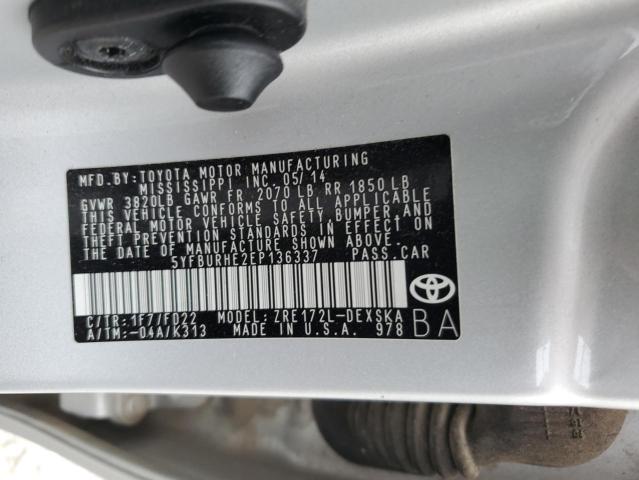 Photo 11 VIN: 5YFBURHE2EP136337 - TOYOTA COROLLA L 